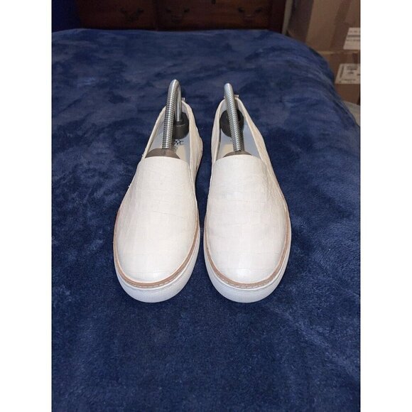JOHNSTON & MURPHY Callie Slip On Sneaker White Croc Embossed Leather Women 7M - Picture 2 of 13